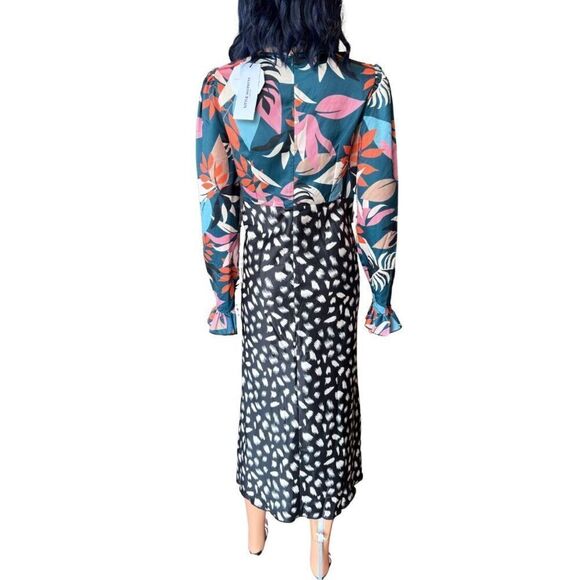 NWT Little Mistress Jocelyn Multi Print Long Sleeve Midi Dress Size 8 - Picture 5 of 6